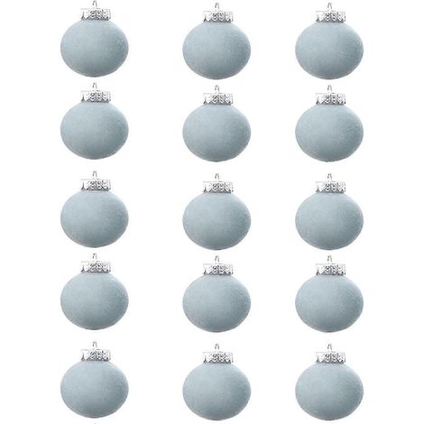 Décorations de Noël extérieures gonflables - 15 boules de Noël en velours floqué, décorations pour sapin de Noël, boules en plastique (1/5)