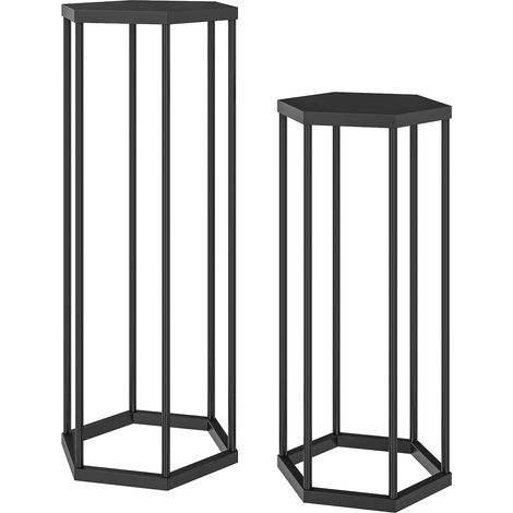 Ensemble de 2 supports pour plantes d'intérieur et d'extérieur, supports hexagonaux en métal pour pots de fleurs, pour jardin, terrasse, balcon.