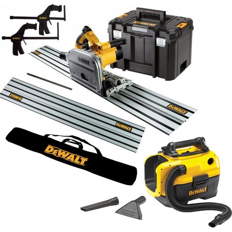 Dewalt DWS520KR 240v Plunge Saw Kit 2x 1.5m Guide Rails + Bag + Clamps + Vacuum (1/4)