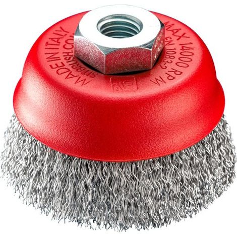 SIT SBT150 Spazzola a Tazza Metallica Ø 150 mm Filo Acciaio Intrecciato Attacco Filettato M14 6000 rpm