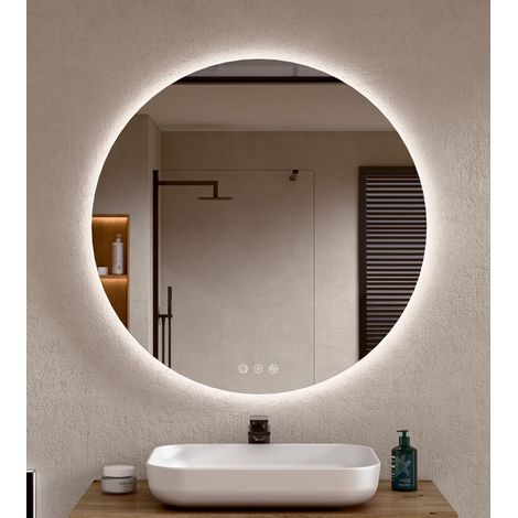 BELLOBATH - Miroir Rond de Salle de Bain avec Éclairage LED, 3 Teintes de Lumière et Intensité Réglable, Antibuée - Éclairage Indirect - Ø 60 cm (1/5)