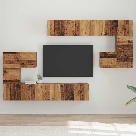 TV-Einheiten Wandmontiert 4 pcs Altholz Holzwerkstoff (1/5)