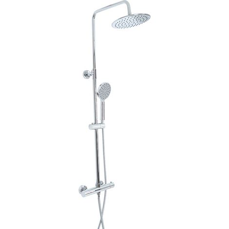 Milano Mirage Round Thermostatic Bar Mixer Shower Valve with Fixed Rainfall Shower Head and Hand Shower Handset Kit - Chrome (1/5)