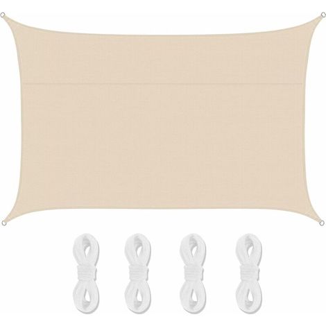 Voile d'ombrage Imperméable à l'eau Rectangulaire, Solaire Protection et Bloque 90% Rayons UV Auvent pour Jardin, Terrasse et Balcon, Toile d'ombrage en Polyester Oxford avec Cordes de Fixation (1/5)