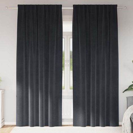 4107232 Rideaux occultants 2 pcs Gris foncé 140 x 260 cm Velours (1/4)