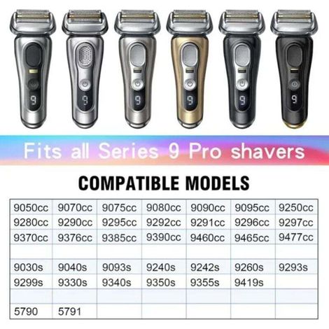 Lot de 2 têtes de rasoir de rechange, compatibles avec le rasoir Braun Series 9 Pro pour hommes, têtes de rechange (92S/2 pièces)