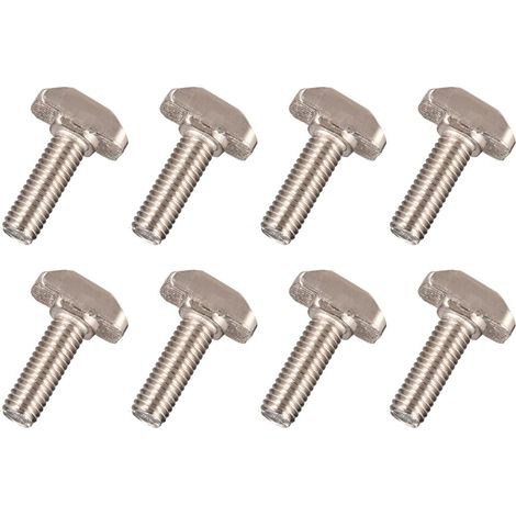 Pernos deslizantes con inserto de ranura en T M6 x 20 mm, 8 piezas, métricos, plateados