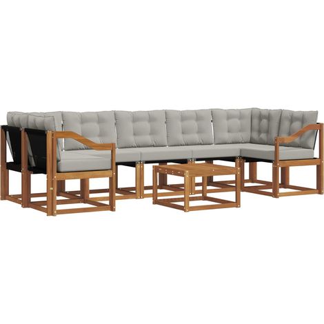 vidaXL Ensemble de canapés d'extérieur 8 pcs Gris Naturel et Clair (1/5)