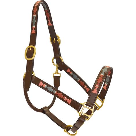 Full, Marrone : Brauner Leder Reverso Gürtel mit rosa, bordeaux, grau und weißer Dekoration