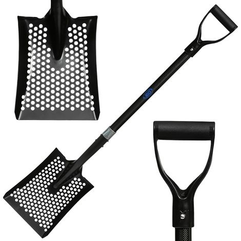Pelle tamis à sable en carbone pour la plage, également pelle à déjections canines de chèvre, pelle à tamis légère et durable pour la ferme et le jardinage, couleur noire (1/5)