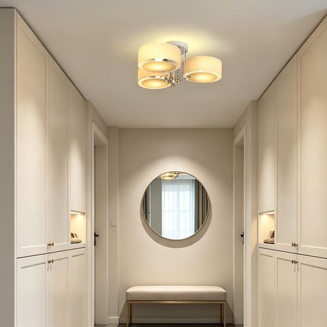 Plafonnier LED à 3 ampoules, plafonnier rond, lampe de plafond avec télécommande pour chambre à coucher, Luminaire (1/5)