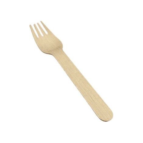 Fourchette jetable 15,6 cm en bois - 100 pièces - Ecobioshopping