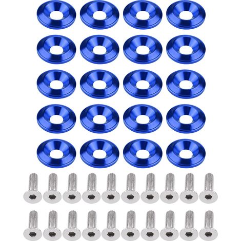 Kit di rondelle per bulloni paraurti/parafango in alluminio blu da 20 pezzi per finiture del vano motore