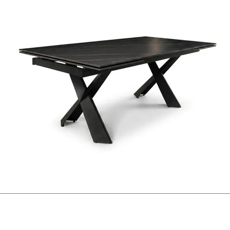 Table à manger extensible 200/300 cm en céramique noir marbré – LIANA (1/5)