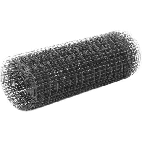 Clôture en fil d'acier avec revêtement PVC, 10 x 0,5 m, grise (1/4)