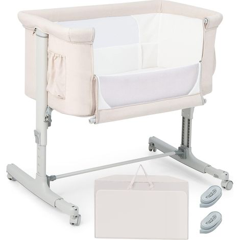 Costway – Lit cododo bébé 3 en 1 – Hauteur réglable 5 niveaux – Inclinaison 10° – Matelas confortable – Maille respirante – Sac de voyage inclus