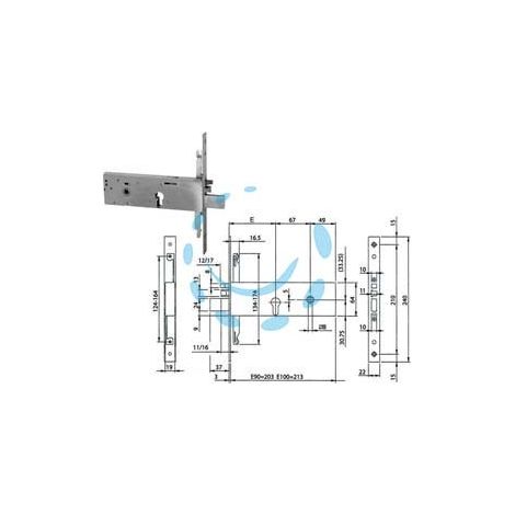 ELETTROSERRATURA TRIPLICE DA INFILARE PER FASCE CIL.EU. MM.64 H 96392 - mm.100 (963920102)