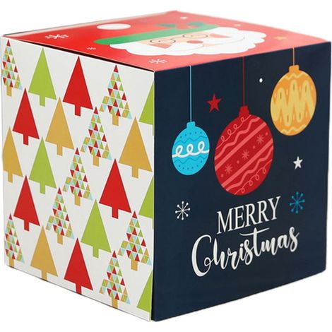 Boîte Cadeau Noël - 25 x 25 x 25 cm - Papier - Décoration Festive Pour Fêtes, Mariages, Anniversaires - 1 Pièce (1/5)