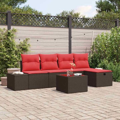 Teenpull – Gartensofa-set 6 Stk. Braun Poly-Rattan (1/5)