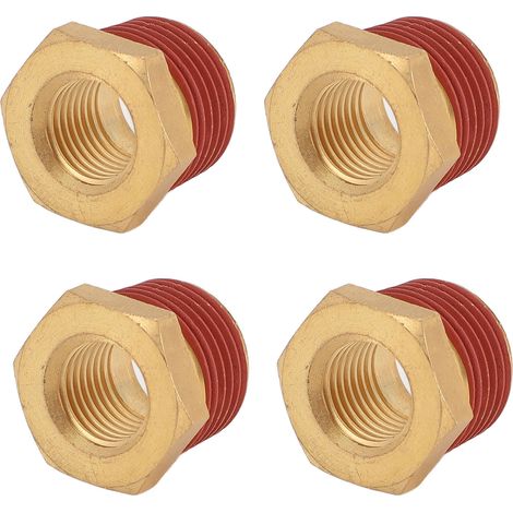 Réducteur de tuyau en laiton 1/2 mâle à 1/4 NPT femelle, raccord adaptateur de douille avec joints en caoutchouc étanches 10 pièces (1/5)