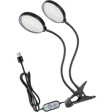 USB-Pflanzenlampe mit 156 LEDs, Vollspektrum-Sonnenlicht, verstellbarer Tischklemme für Zimmerpflanzen, 5 Dimmstufen, 4/8/12-Stunden-Timer (1/5)