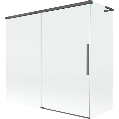 Mexen Rox L Duschwand 2-flügelig verschiebbar 170 + 70 x 150 cm, transparent, gebürstet in Gun-Grau - 8C9L-170-070-66-00