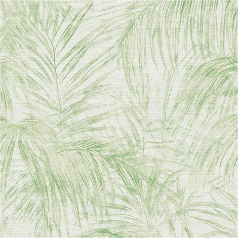 Nature wallpaper wall Profhome 399811 hot embossed non-woven wallpaper slightly textured with palm trees matt white cream grass green 5,33 m2 (1/5)