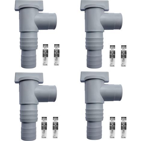 Válvula de mantenimiento/cierre para piscina con conexión de manguera de 32 mm, grifo de cierre con 2 abrazaderas, válvula de émbolo de tubo dividido doble, accesorios para piscina (juego de 4) (1/4)