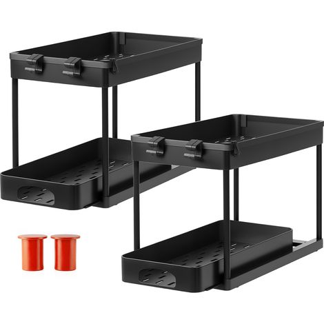 Toque Under Sink Storage Kitchen Sliding Drawer Pull Out Organiser 2 Pack Black (1/5)