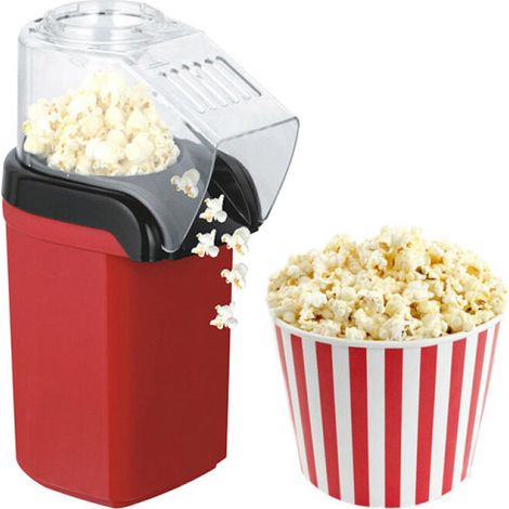 Machine à pop-corn 1100W, cuisson à air chaud, prêt en 3 min, voyant lumineux, rouge (1/5)