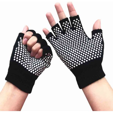 Gants Yoga Pilates Sans Doigts - Points En PVC Antidérapants - Pour Séance À Domicile Ou En Studio - Par Paquet De 1 (1/5)