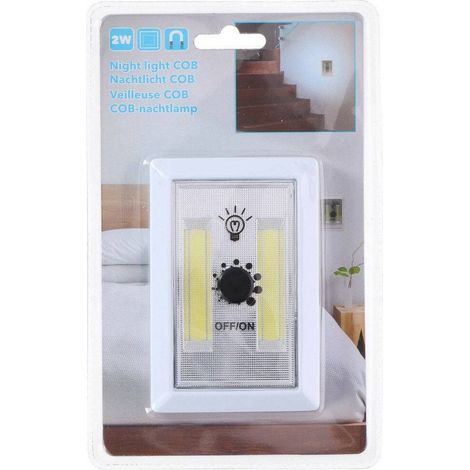 TRADE SHOP - Luce Notturna 2xcob 2 W Da Notte Buio Sicurezza Interruttore Regolabile -