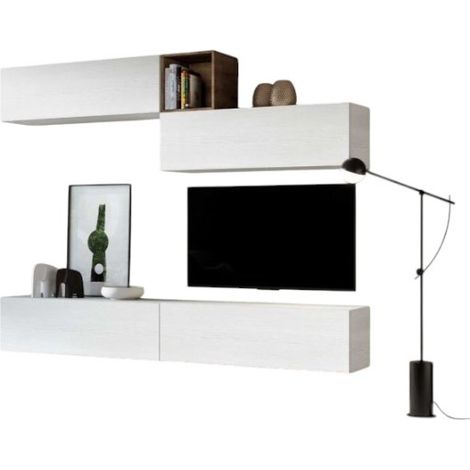 Meuble TV mural blanc koza L 268cm - 5 pièces (1/3)