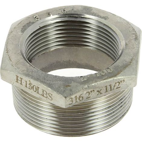 Sferaco – Réduction inox Mâle 2" Femelle 1"1/2 – Raccord inox 316 – Filetage cylindrique BSP – Température -25°C à +180°C