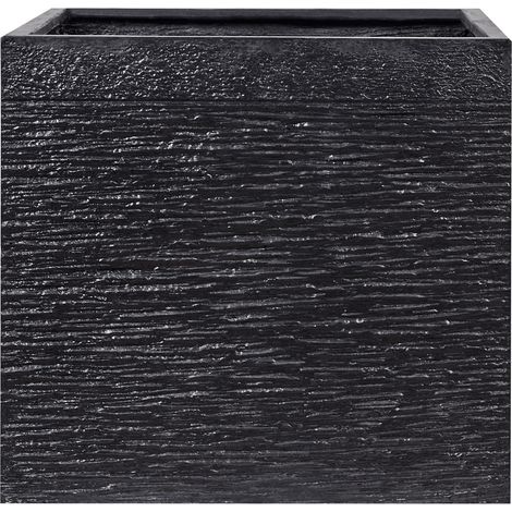 Maceta negra sólida de fibra de arcilla cuadrada 50 x 50 x 46 cm resistentes a los rayos UV Paros (1/5)