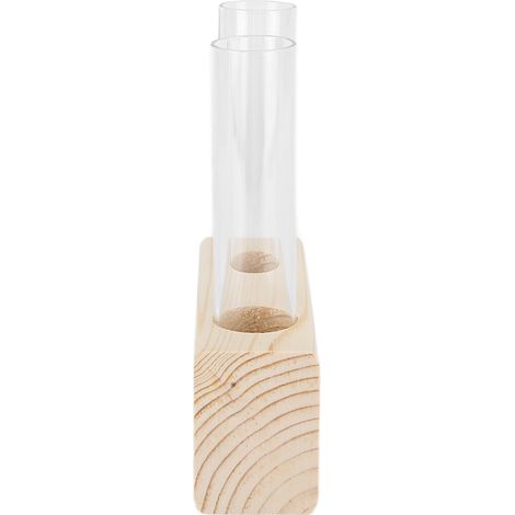 Vase en tube à essai, vase simple en verre, décoration avec cadre en bois, récipient pour plantes hydroponiques, décoration de bureau, double tube (1/5)