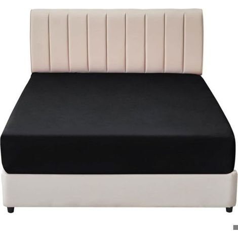 Drap-Housse - Microfibre - 90x190/200 cm - Bonnet 40 cm - Élastique Tout Autour - Noir - 1 Pièce (1/4)