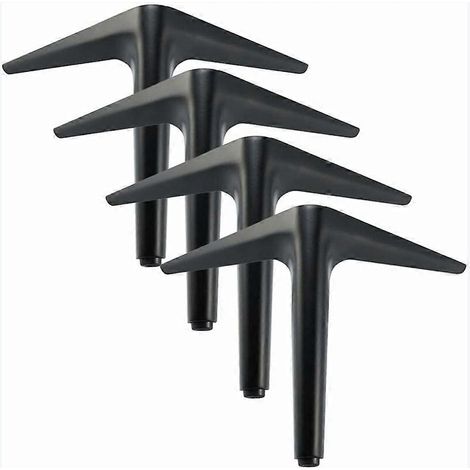 (15 cm) Ensemble de pieds de meubles, 4 pieds de meubles triangulaires noirs, électroplaqués et polis, adaptés aux armoires, canapés, tables basses, meubles TV, etc. (1/5)