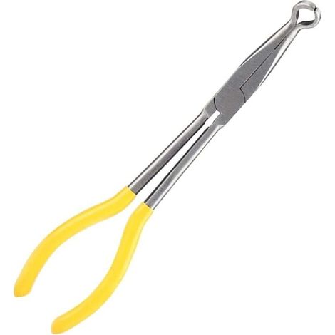 Pince à nez incurvé Pince à bec long et incurvé en acier à haute résistance 45/90 degrés Nez courbé Électricien Bricolage Artisanat Outil d'artisanat 6 x 27 cm Jaune 1pc