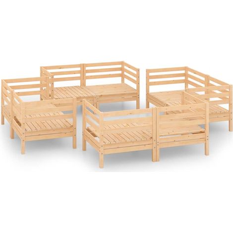 Maison Exclusive - 8-tlg. Garten-Lounge-Set Massivholz Kiefer (1/5)