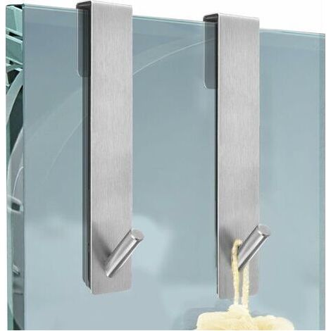 LaBlanc - Gancio da parete per doccia, 2 ganci per porta in vetro, gancio per doccia in acciaio inossidabile, ganci per porta in vetro per appendere accappatoi (argento) (1/5)