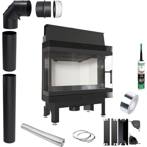 Kamineinsatz KRATKI BLANKA Drei Gläser 11 kW Ø180 Montagesatz