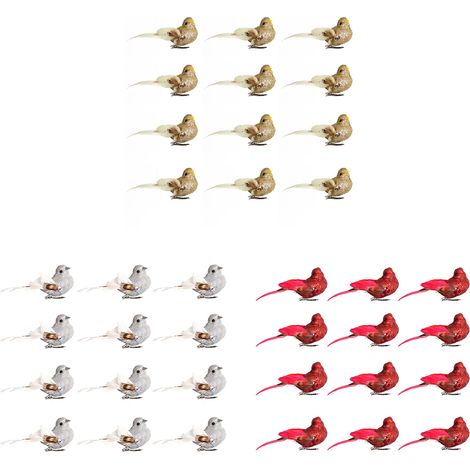 Oiseau en plumes artificielles, ornement polyvalent et résistant à la décoloration, idéal pour les fleurs, les travaux manuels et les jardins féeriques. (1/5)