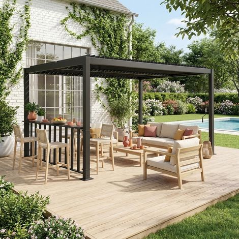 Bar 3m pour pergola bioclimatique acier galvanisé anthracite Palace