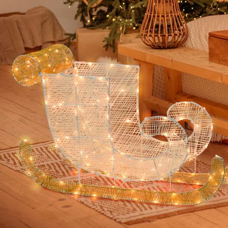 Slitta decorativa 3D con telaio bianco 180 led Ø 5 mm per decorazioni natalizie h 54 cm (1/5)