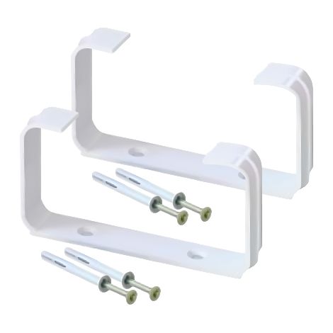2 étriers blanc pour tube Ventilation Rectangulaire 150 x 70 mm + Vis 5 x 45 mm et cheville en nylon - First Plast