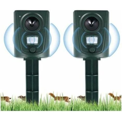 Répulsif à ultrasons pour chats et chiens – Détecteur de mouvement jusqu'à 30m – Étanche et résistant aux intempéries – Installation facile avec piquet