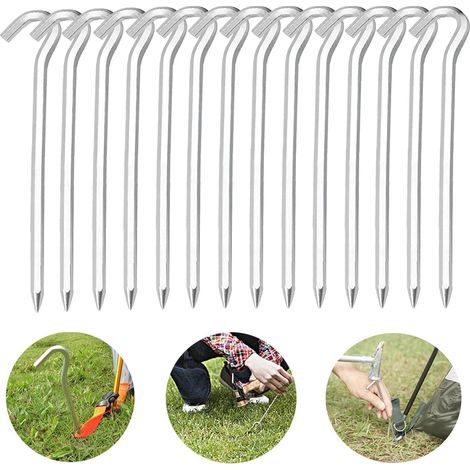 Picchetti da campeggio, picchetti per tende, picchetti per tende, 14 picchetti per tende, picchetti in alluminio per campeggio all'aperto e giardinaggio 18 cm