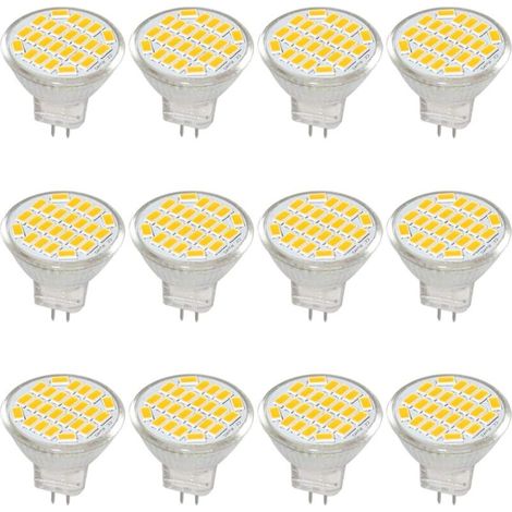 MR11 GU4 LED-Glühbirne, DC/AC 10–30 V, 3 W, 12 V, 24 V, 30 W, entspricht Halogenlampe, 400 Lumen, Warmweiß 3000 K, LED-Ersatz für Kit, Garten, Innenbereich, (12 Stück) (1/5)