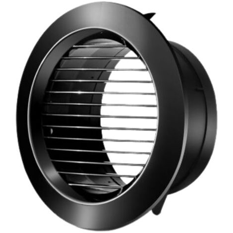 Rejilla de ventilación redonda, versión de lamas rectas, para cocinas y baños, para aberturas de 150 mm de diámetro, color negro